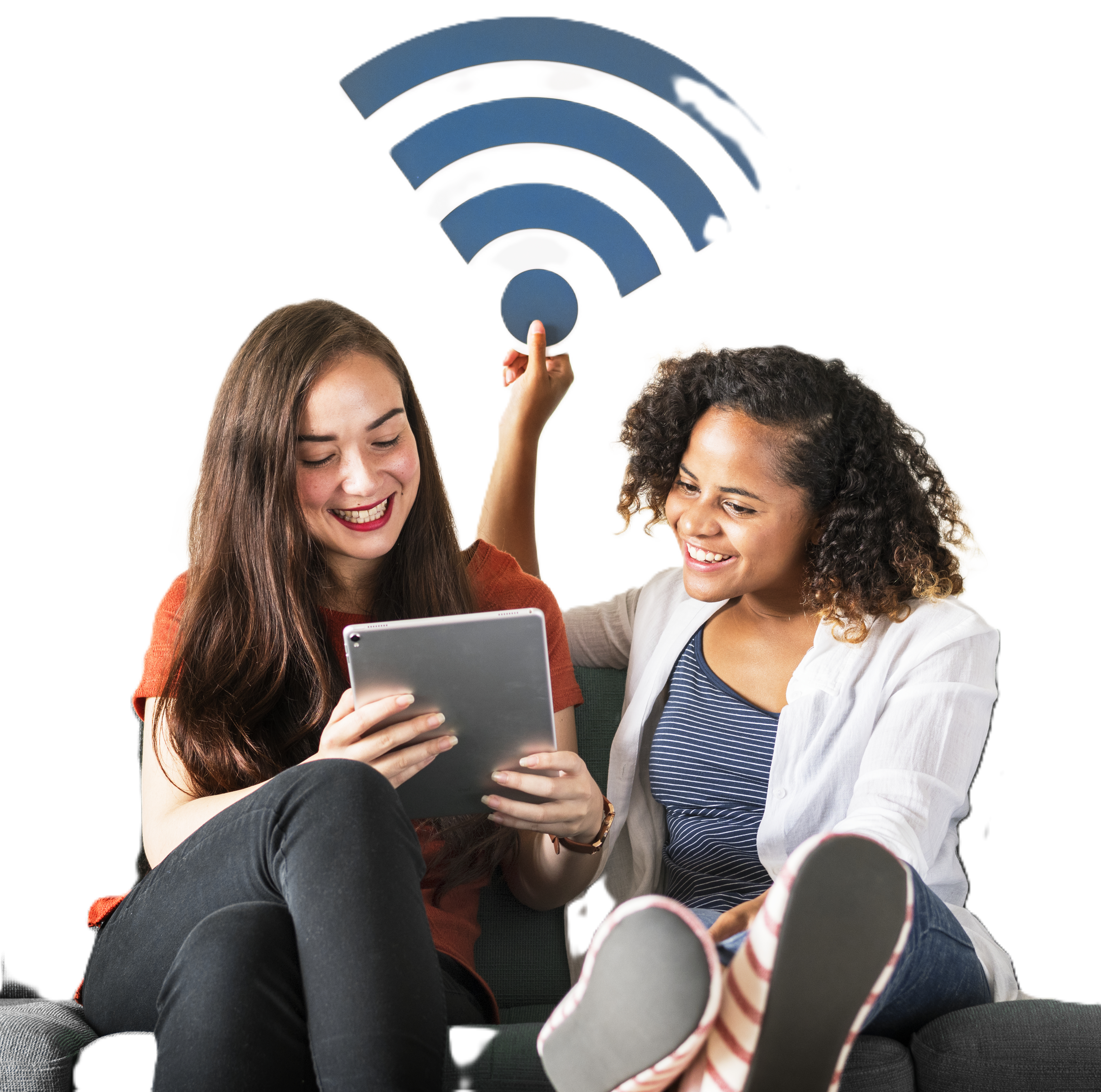 Friends using WiFi